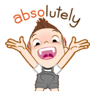 👍 absolutely Dibujo animado, Feliz, Emocionado, Celebración, Niño, Absolutamente whatsapp sticker