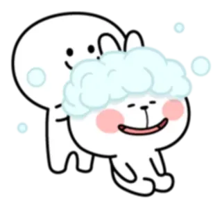 🛁 cute, character, cartoon, illustration, white, animal telegram sticker