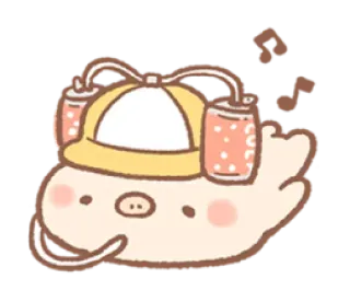 🎶 หมู, น่ารัก, การ์ตูน, เครื่องดื่ม, โซดา, หมวก telegram sticker