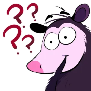 ❓ opossum, cartoon, question marks, confused, animal, funny, cute whatsapp sticker