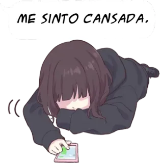 🤒 ME SINTO CANSADA. tired, anime, girl, sad, exhausted telegram sticker