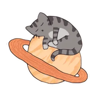 😴 gatto, pianeta, saturno, dormire, carino, adesivo telegram sticker