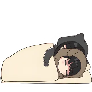 😴 śpiący, anime, słodki, kawaii, koc, odpoczynek whatsapp sticker