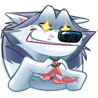 😈 wolf, funkelnde Augen, tier, cartoon, aufkleber, flauschig, fröhlich whatsapp sticker