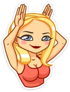 😽 Cartoon, Frau, Blond, Mädchen, Verspielt, Ohren, Süß telegram sticker
