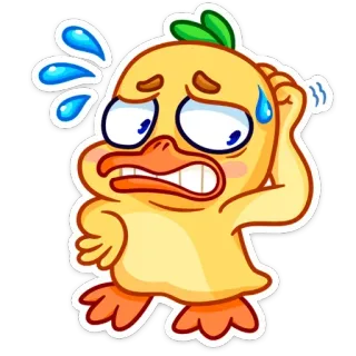 😬 pato, desenho animado, estressado, suando, ansioso, preocupado, personagem, fofo telegram sticker
