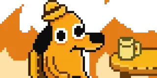 😊 Мем, Собака, Огонь, Всё в порядке, Пиксель арт, Спокойствие, Кризис telegram sticker