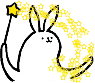 🌟 coniglio, magia, stelle, bacchetta, carino, animale, cartone animato telegram sticker