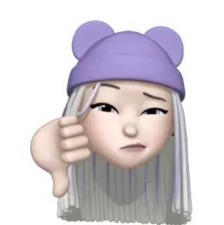 👎 Memoji, không thích, ghét, hoạt hình, mũ beanie tím whatsapp sticker