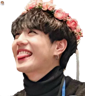 😛 person, smile, flower crown, happy, tongue telegram sticker