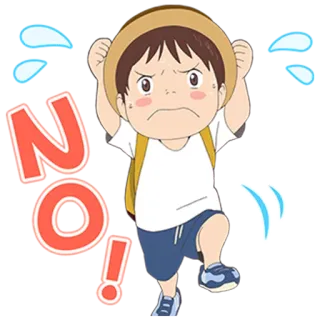 😓 NO! 动漫, 儿童, 不, 拒绝, 沮丧, 男孩 telegram sticker