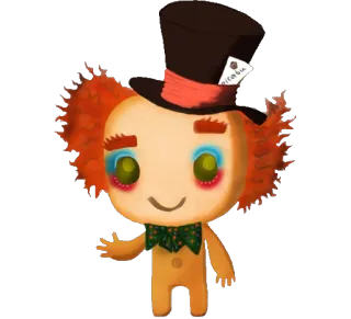 🎩 Mad Hatter Alice in Wonderland Pitabu cappello, papillon, capelli arancioni, Alice nel Paese delle Meraviglie, Cappellaio Matto, fantasy, personaggio telegram sticker