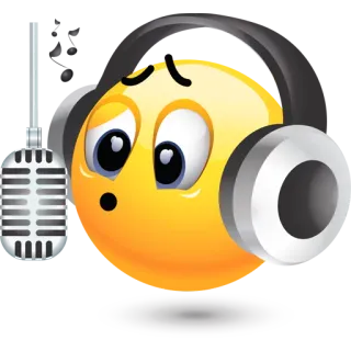 🎤 emotikon, emoji, mikrofon, słuchawki, smutny telegram sticker