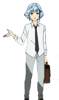 🧢 Khun Aguero Agnis Tower of God Anime, Tower of God, Khun Aguero Agnis, Personaggio, capelli blu, Uomo, camicia bianca telegram sticker