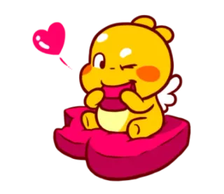 ❤ かわいい, 可愛い, ハート, 愛, 天使, 翼, 漫画, 黄色 telegram sticker