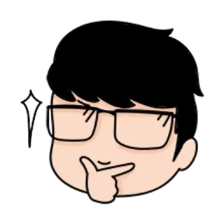 🐼 思考, 男人, 眼镜, 表情符号, 脸, 卡通 telegram sticker