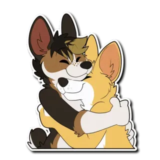 🤗 furry, hug, friends, cute, dogs, corgi, love telegram sticker