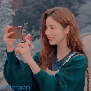 📷 stickergram woman, taking picture, ice cream, smiling, brunette, cute telegram sticker