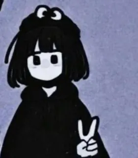 😒 anime, cartoon, character, peace sign, chibi, manga telegram sticker