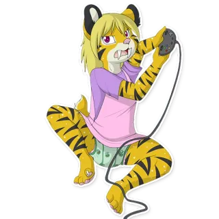 🎮 เฟอร์รี่, มานุษยวิทยา, เสือ, แมว, การ์ตูน, ตัวละคร, สติกเกอร์ telegram sticker