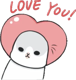 ❤️ LOVE YOU! zeehond, hart, liefde, schattig, Valentijnsdag, dier, schattig telegram sticker