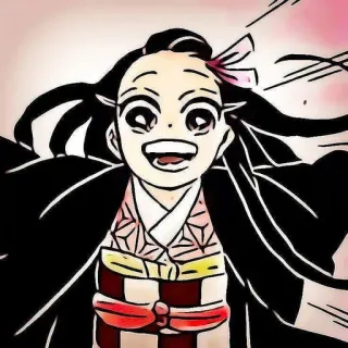 🌿 Nezuko Kamado Demon Slayer nezuko, anime, demon slayer, manga, cartoon, mädchen, lächelnd whatsapp sticker
