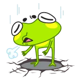 😮‍💨 rana, freddo, malato, cartone animato, illustrazione telegram sticker