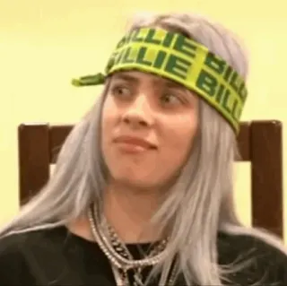 🌊 Billie Eilish BILLIE Billie Eilish, piosenkarka, celebrytka, opaska, wyraz twarzy telegram sticker