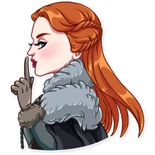🤫 Sansa Stark Game of Thrones sansa stark, game of thrones, chut, silence, femme, cheveux roux, dessin animé telegram sticker