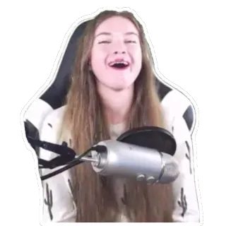 😄 женщина, девушка, микрофон, стул, кактус telegram sticker