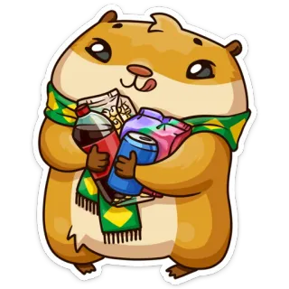 😋 criceto, carino, cibo, soda, snack, sciarpa telegram sticker