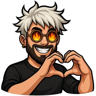 ❤ Cartoon, Herz, Liebe, Hipster, Brille, Feuer telegram sticker