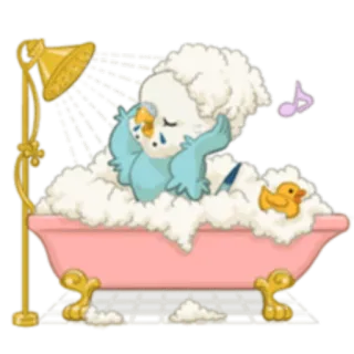 🛁 птица, ванна, резиновая уточка, пена для ванны, душ, мультфильм, милый, животное telegram sticker
