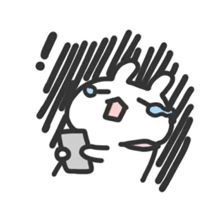 😱 sad, crying, phone, distressed, cartoon, rabbit telegram sticker