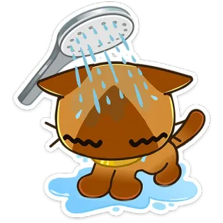 🚿 漫画, 猫, 動物, シャワー, 水, 可愛い telegram sticker