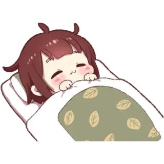 😴 śpiący, spiący, słodki, anime, kawaii, łóżko, koc, kreskówka telegram sticker