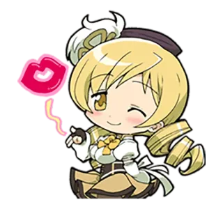 😘 Mami Tomoe Puella Magi Madoka Magica 애니메이션, 만화, 마법소녀, 귀여운, 치비 telegram sticker