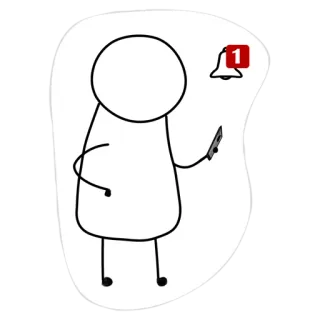 📱 boneco palito, notificação, telefone, comunicação moderna, ícone de sino, mídia social, mensagem whatsapp sticker