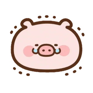 ⭐️ maiale, carino, triste, piangendo, animale, cartone animato telegram sticker