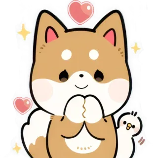 🙏 犬, 子犬, 動物, かわいい, 可愛い, ハート, 漫画 telegram sticker
