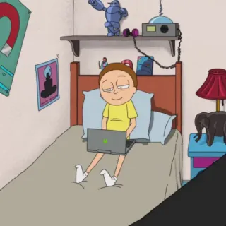 🛸 Morty Smith Rick and Morty Cartoon, TV Serie, Rick and Morty, Morty, Schlafzimmer telegram sticker