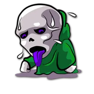 😫 해골, 만화, 땀, 지침, 캐릭터, 디지털 아트 telegram sticker