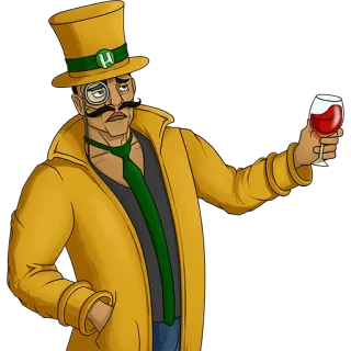 🧐 Mann, Zylinder, Wein, Monokel, Schnurrbart, Figur telegram sticker