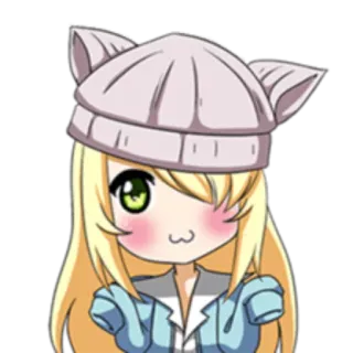 ☺️ Anime Mädchen, Cartoon, Chibi, blonde Haare, Katzenohren, niedlich whatsapp sticker
