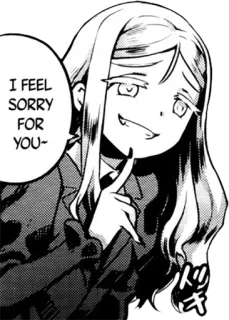 😏 I FEEL SORRY FOR YOU~ Animé, Manga, suffisant, condescendant, sarcastique, fille, sourire narquois telegram sticker