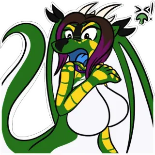 🚱 dragon, green, cartoon, furry, shocked, anime telegram sticker