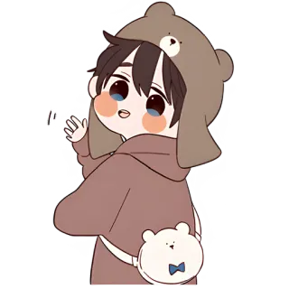 👋 cartoon, anime, bear, child, cute, kawaii telegram sticker
