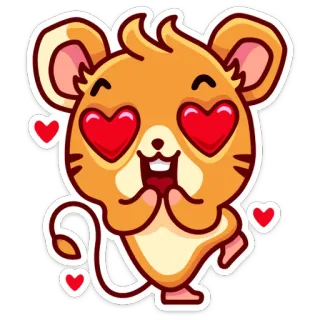 😍 мышь, любовь, глаза-сердечки, милый, мультфильм, животное telegram sticker