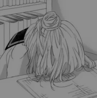 ➰ Anime, Mädchen, Schlafend, Tisch, Traurig, Müde telegram sticker