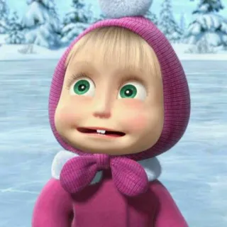 😬 Masha Masha and the Bear cartoon, kind, winter, sneeuw, schattig telegram sticker